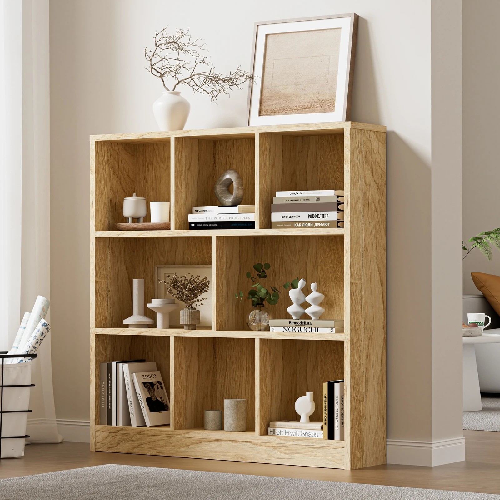 2 Oikiture Bookshelf Bookcase Display Shelves Unit Storage Organizer Stand
 - Natural, 2 of 9