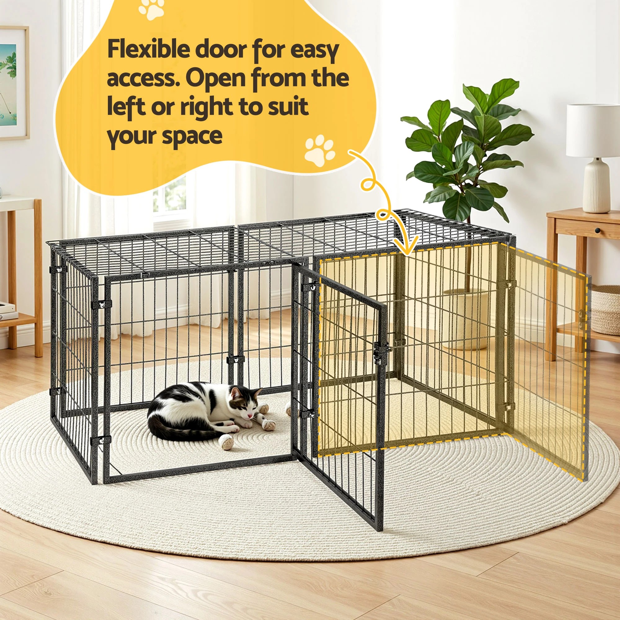 6 i.Pet Large Dog Crate Cage Playpen 129cm Puppy Pen Pet Enclosure 50'' - Black, 6 of 9