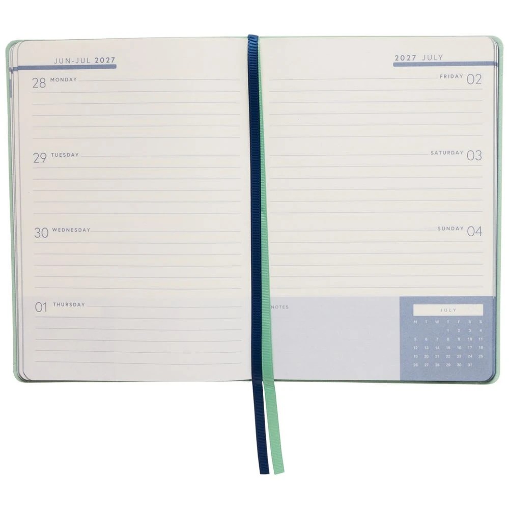 6 Officeworks A5 Week to View 2027 Premium Diary Green/Navy, 6 of 7