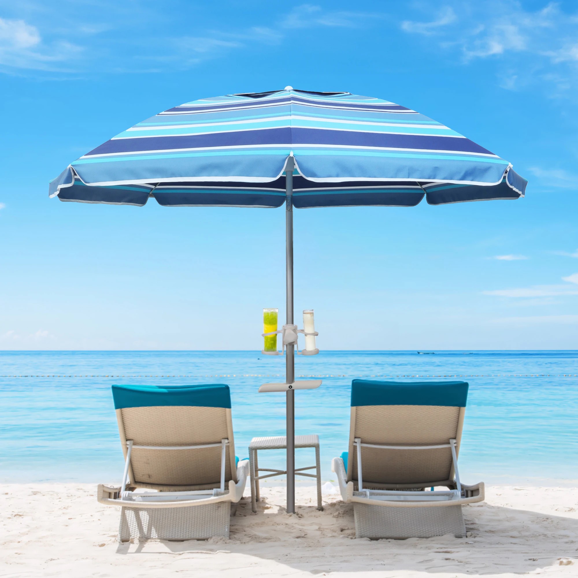 8 Mountview Outdoor Beach Umbrella 220cm - Blue, 8 of 9