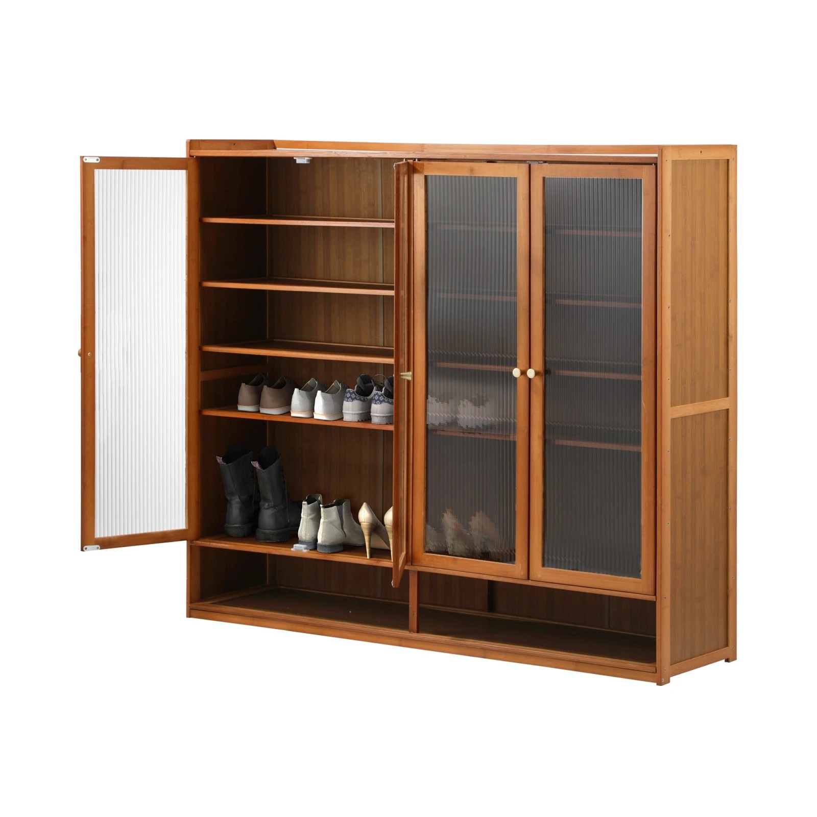 6 Oikiture Shoe Cabinet Shoes Storage Rack Organiser 4 Doors Shelf
 - Brown, 6 of 9