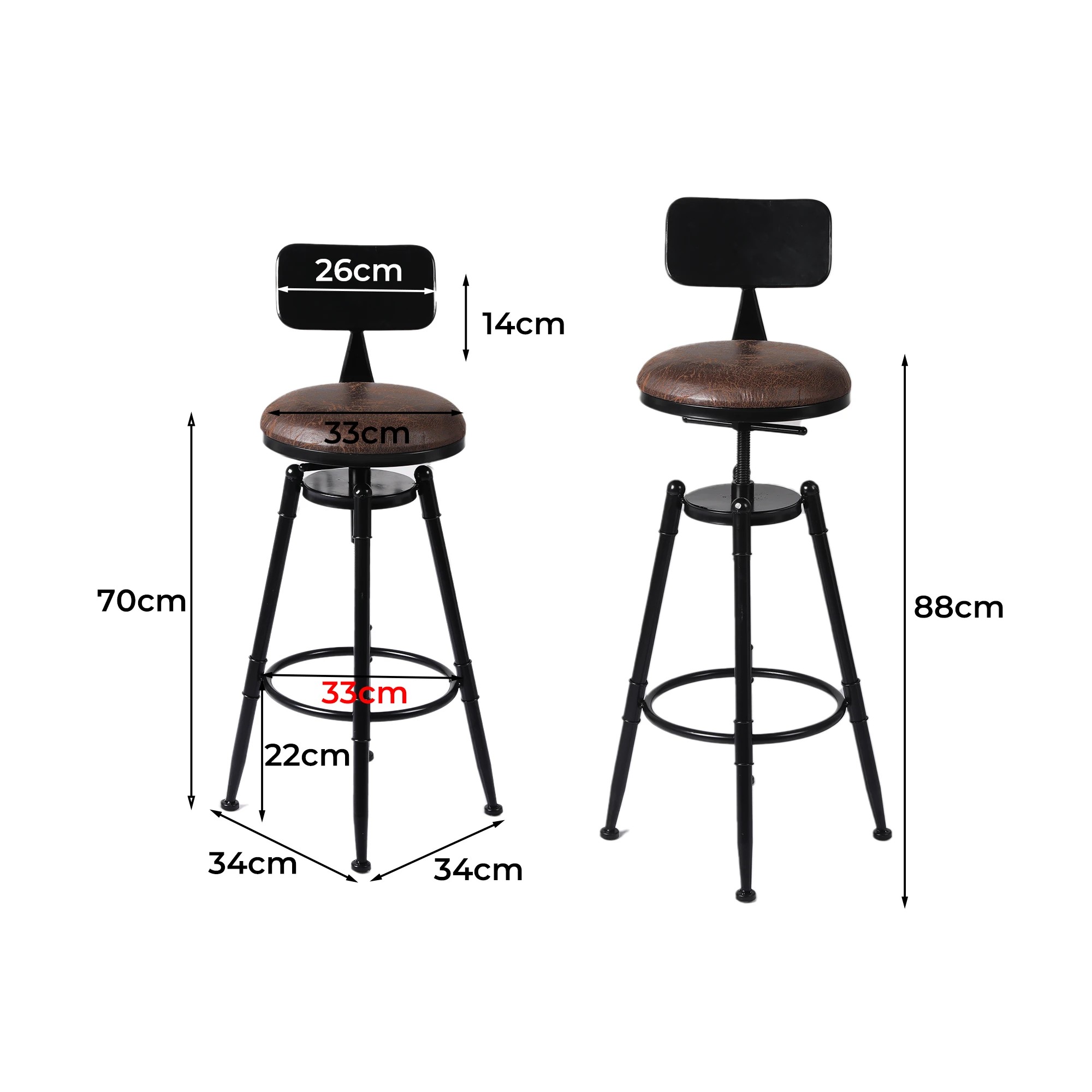 3 Levede 2x Leather Bar Stool, 3 of 6
