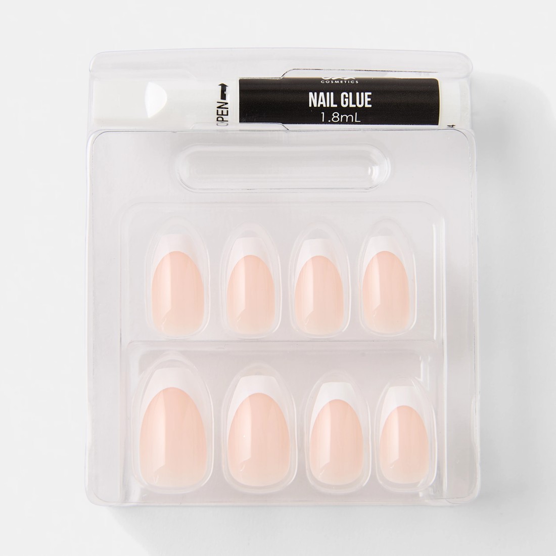 3 OXX Cosmetics 24 Pack Artificial Nails with Adhesive - Coffin Shape, French Tip, 3 of 5