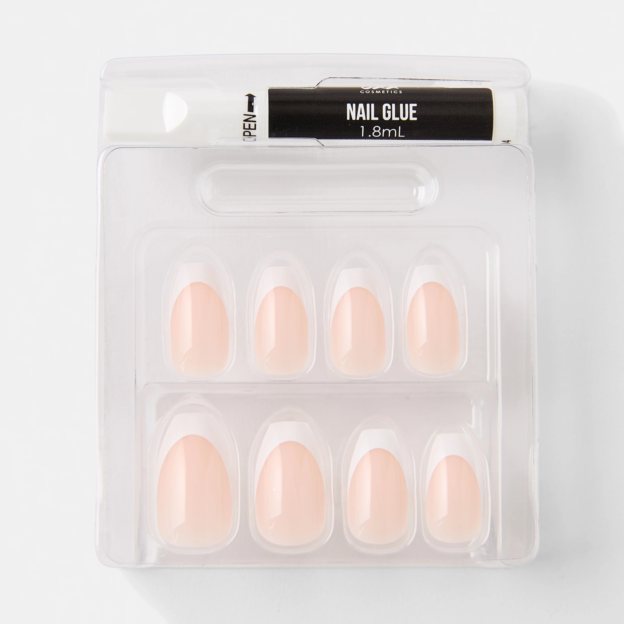 3 OXX Cosmetics 24 Pack Artificial Nails with Adhesive - Coffin Shape, French Tip, 3 of 5