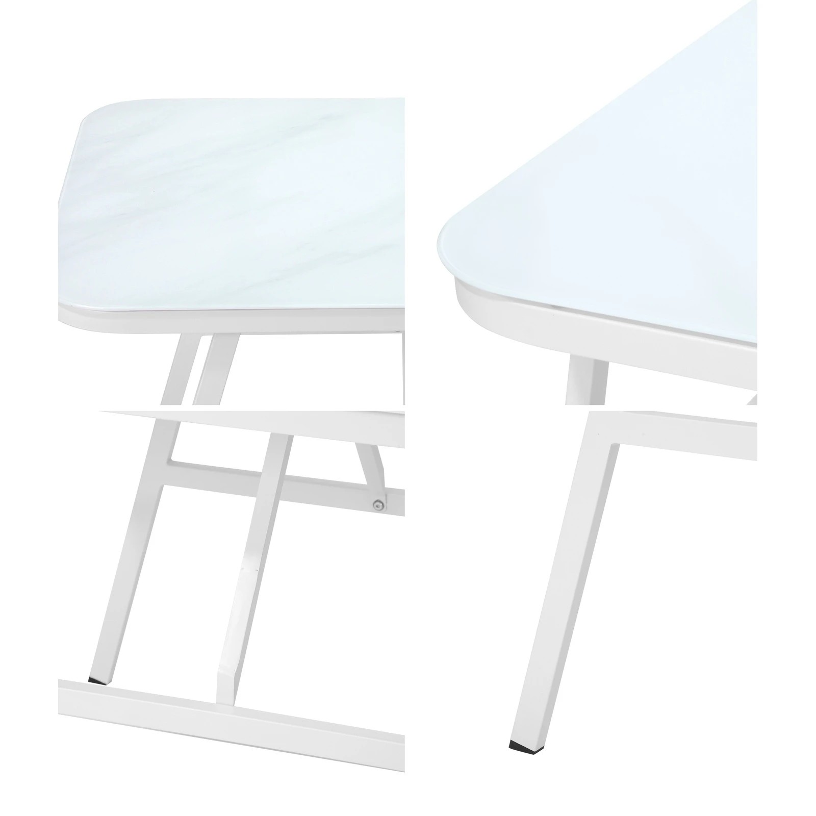 5 Livsip Outdoor Dining Table Furniture Patio Garden Indoor White Marble-style - White, 5 of 9