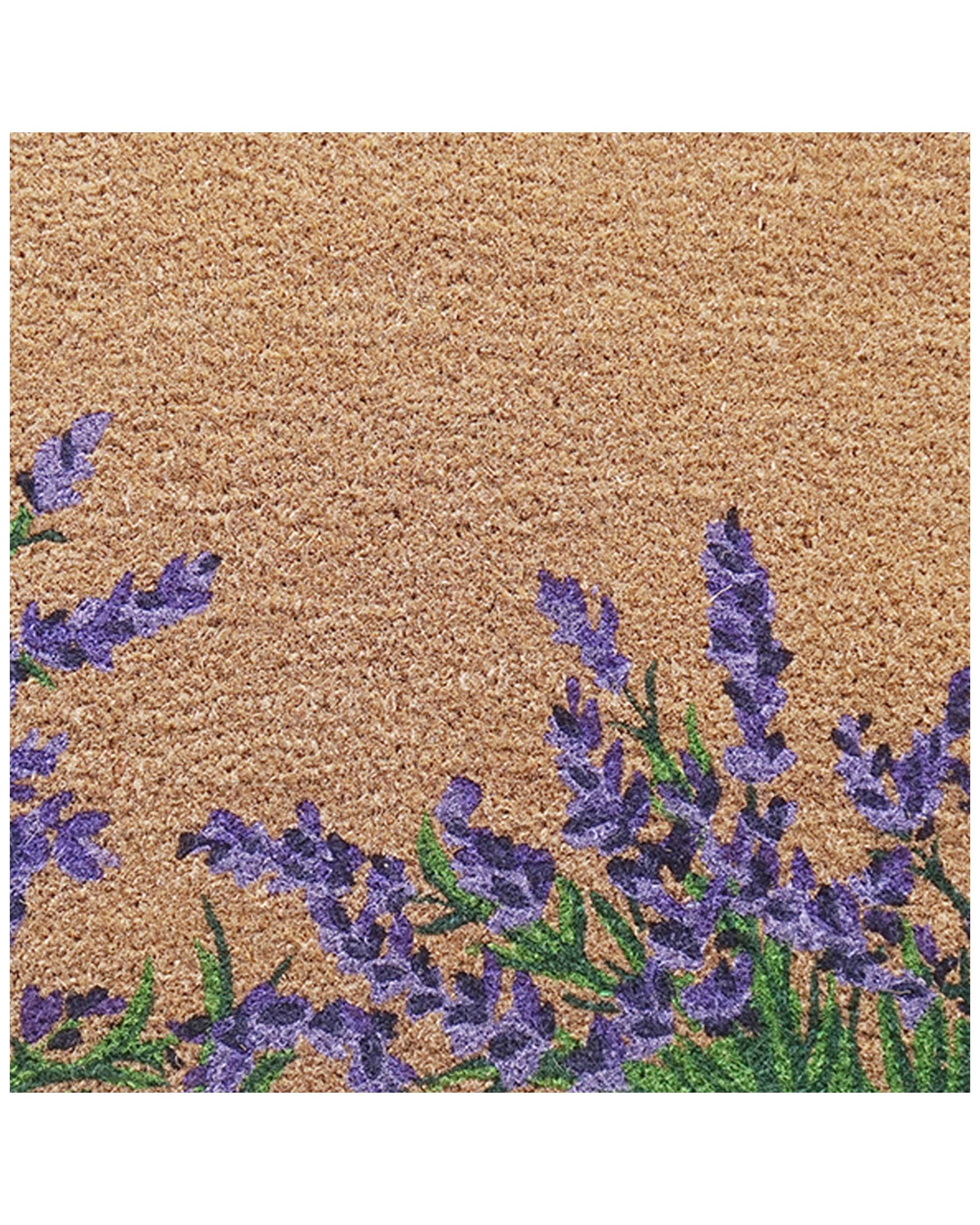 4 Solemate PVC Backed Coir Lavender Bush 45x75cm Slimline Outdoor Doormat - Natural, 4 of 4