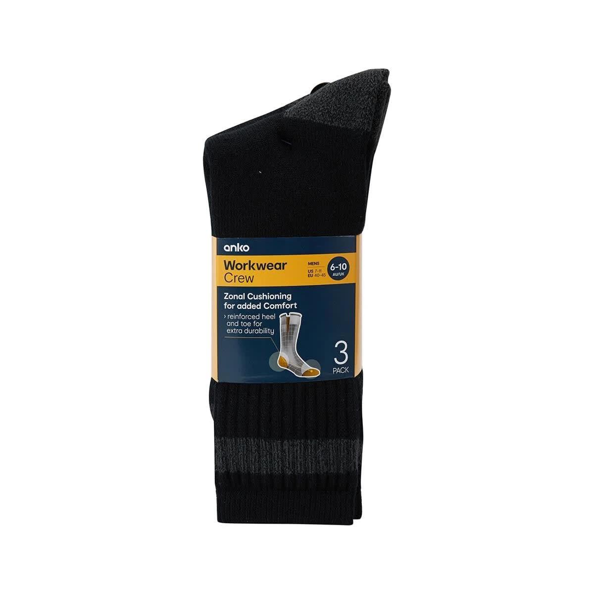3 3 Pack Heavy Duty Work Socks BLACK CHARCOAL, 3 of 3