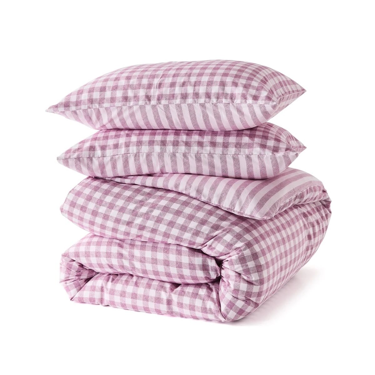 5 Gingham Cotton Rich Reversible Quilt Cover Set - Double Bed, Berry, 5 of 7