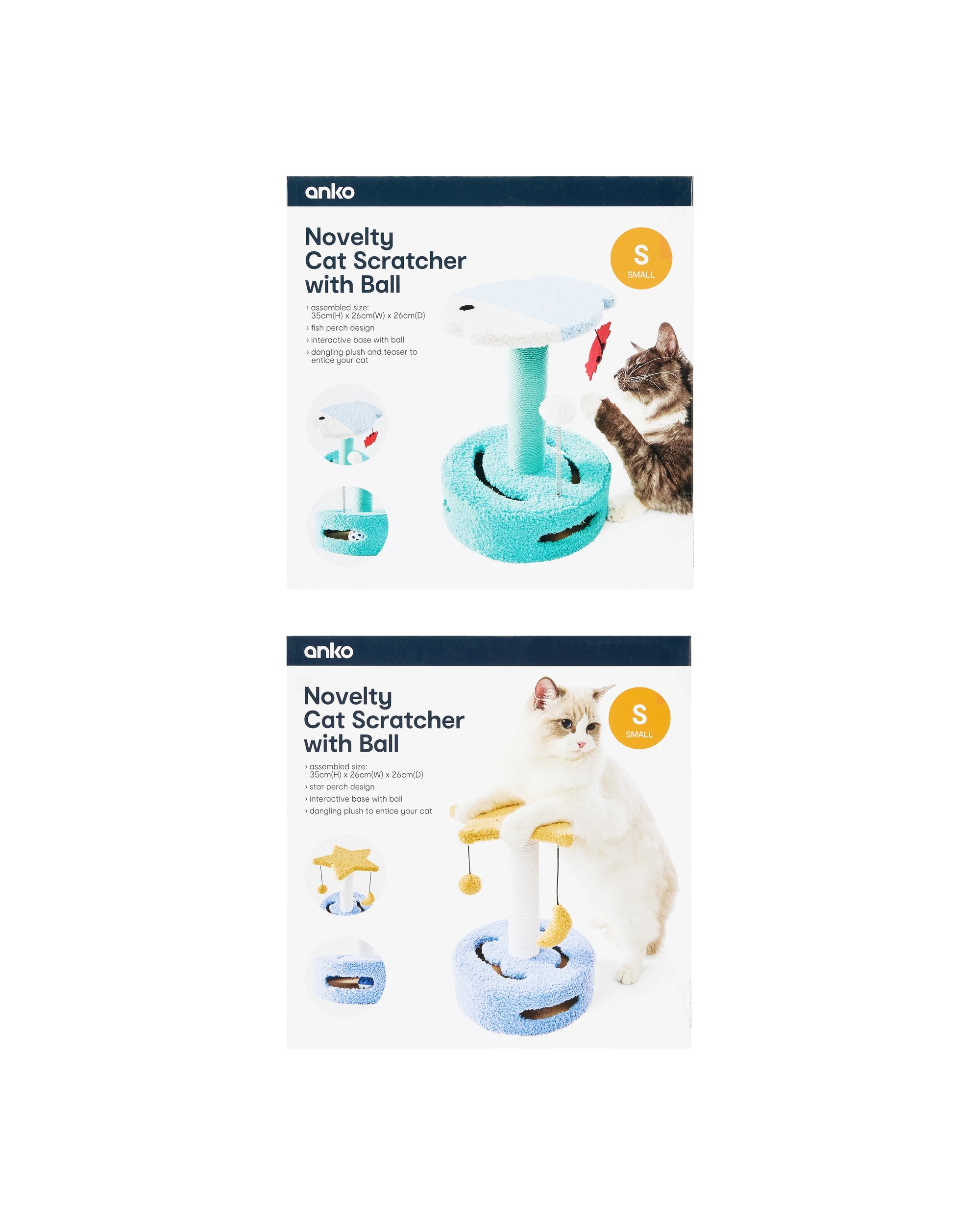 9 Novelty Cat Scratcher with Ball - Small, Assorted, 9 of 10