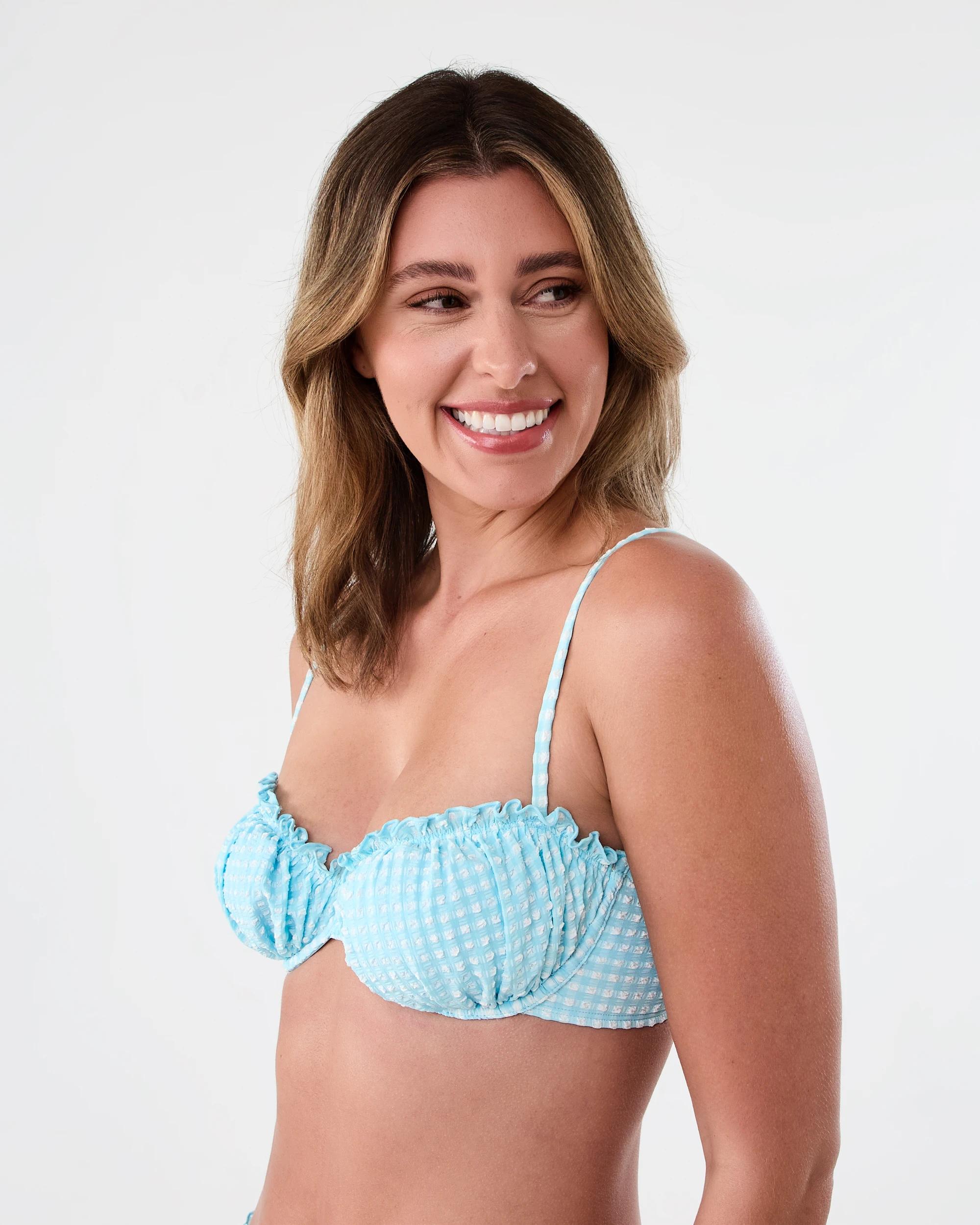 2 Ruched Gingham Balconette Blue Gnghm, 2 of 8
