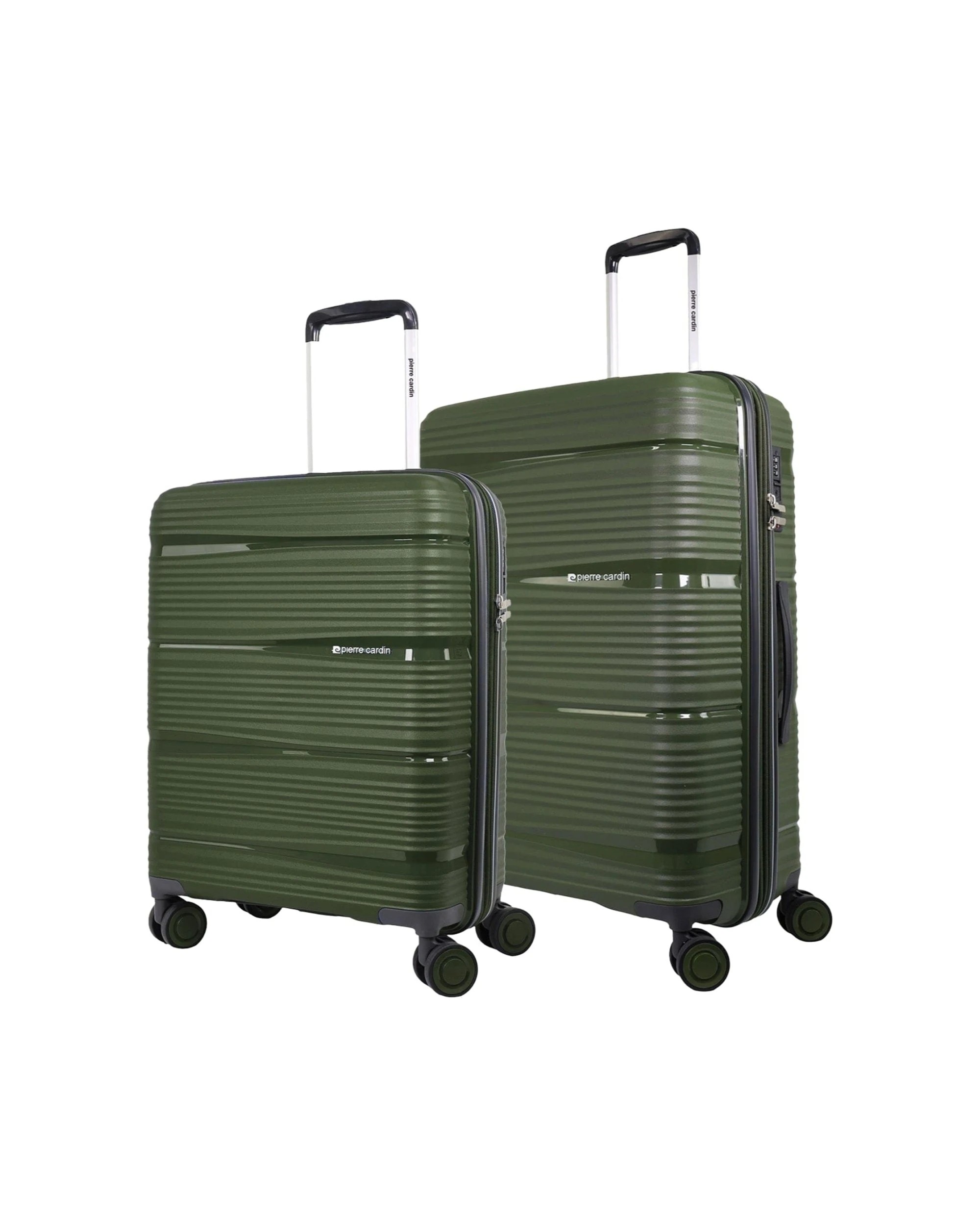 1 Pierre Cardin 2pc Polypropolene (PP) Medium & Cabin Luggage Suitcase Set - Green, 1 of 7