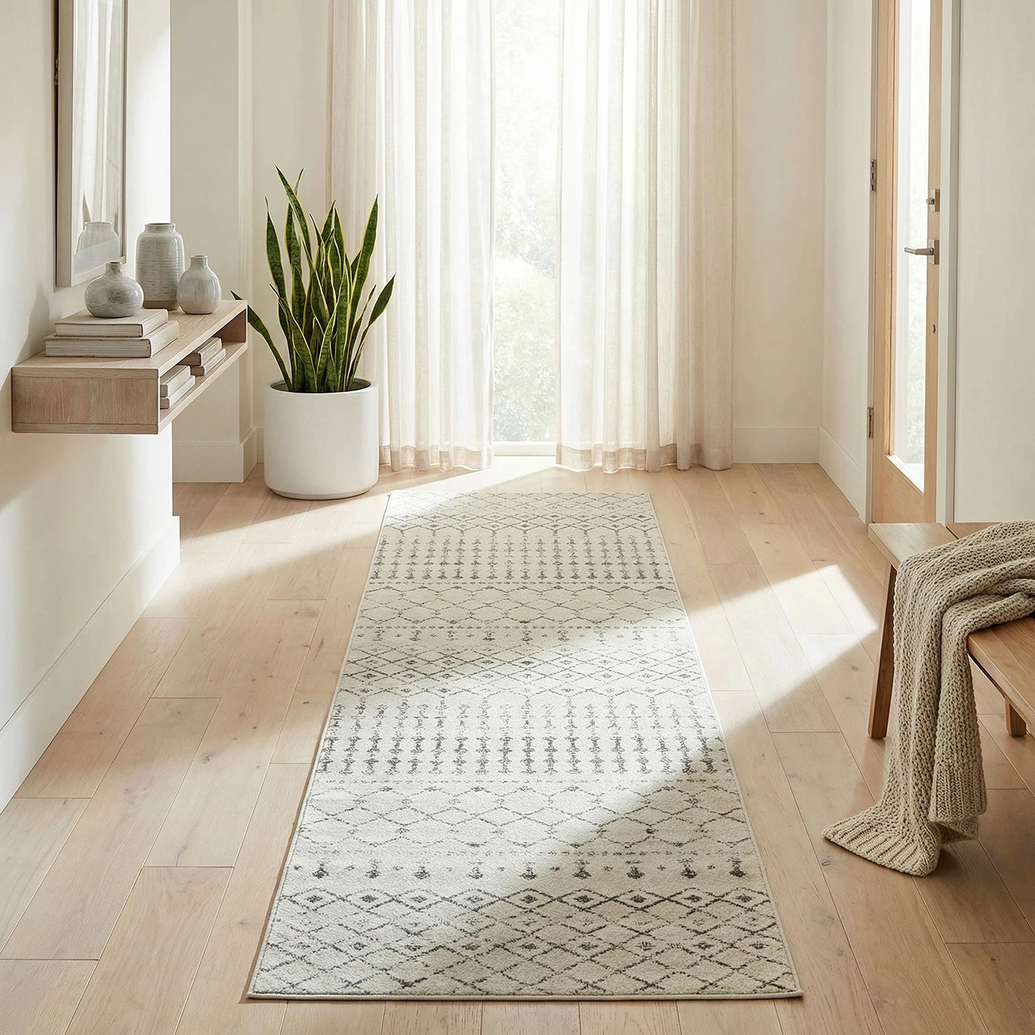 2 Common Ground Rugs Lustre Elsa 300x80cm Runner - Medium Pet Friendly Rug - Silver, 2 of 5