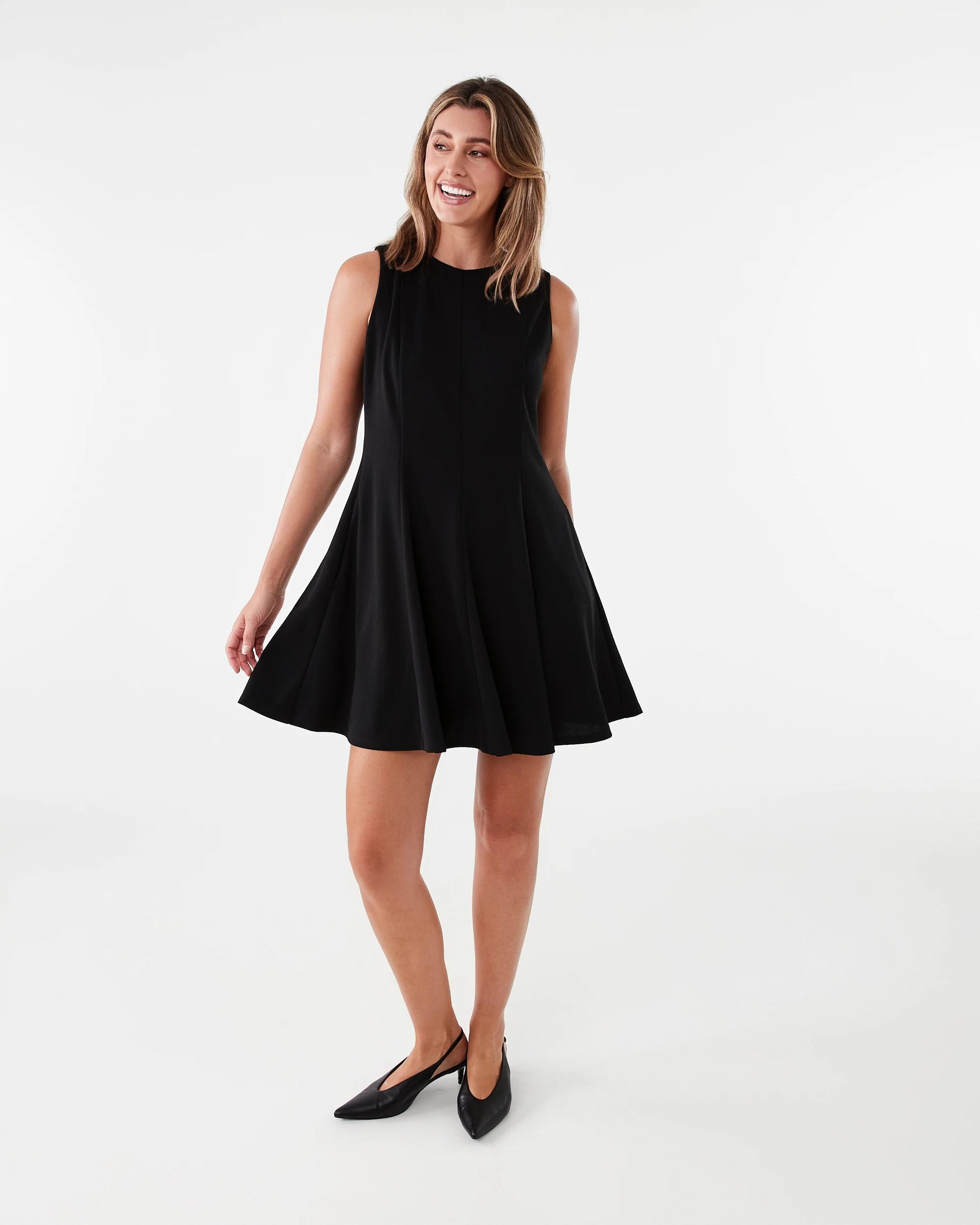9 Sleeveless Flare Mini Dress Black, 9 of 9
