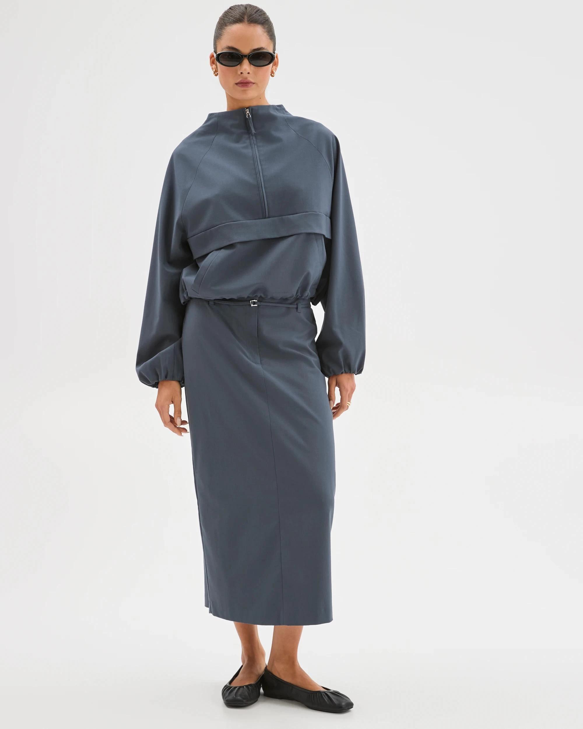 1 Lily Loves Tailored 1/4 Zip Jacket STEEL GREY, 1 of 6