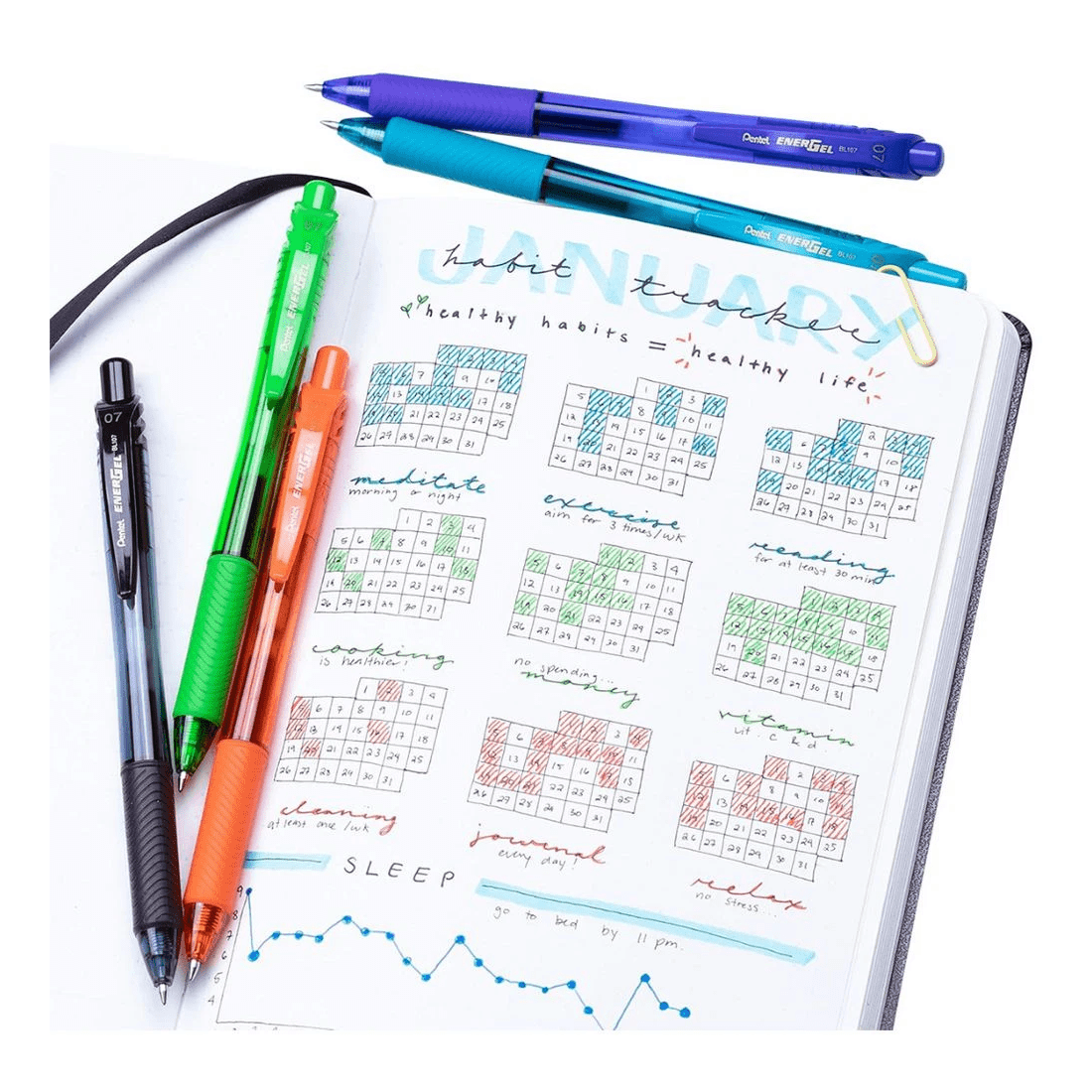 5 Pentel Energel X BL107 Gel Pen 0.7mm Lime Green, 5 of 5