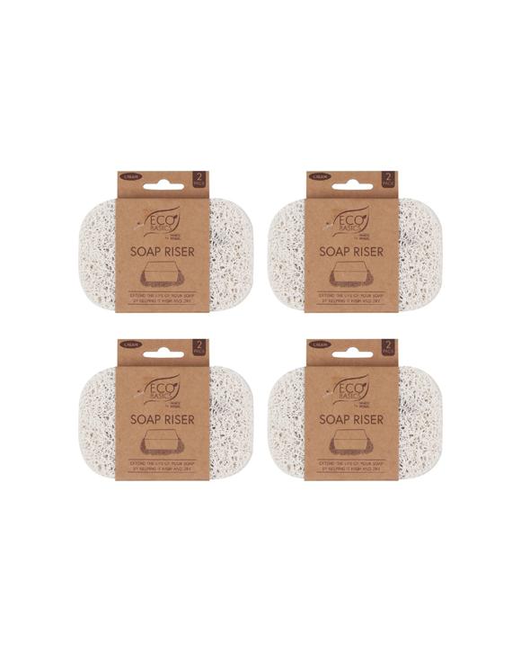White Magic 4PK Eco Basics Soap Riser Dish Fast Drying Longer-Lasting Soap Bar - Beige