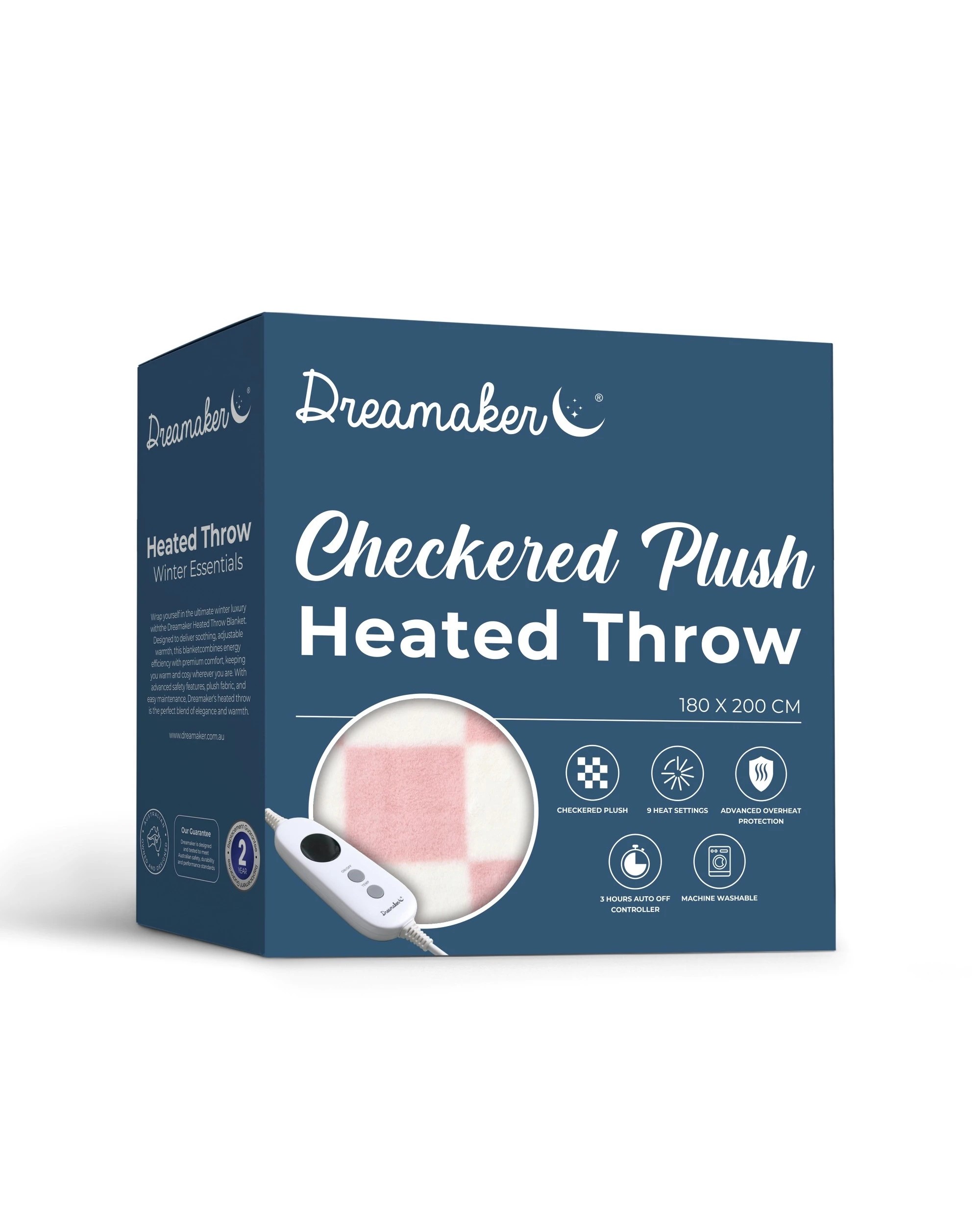 8 Dreamaker Axia Checkered Plush Heated Throw 180x200cm - Pink and Cream, 8 of 10