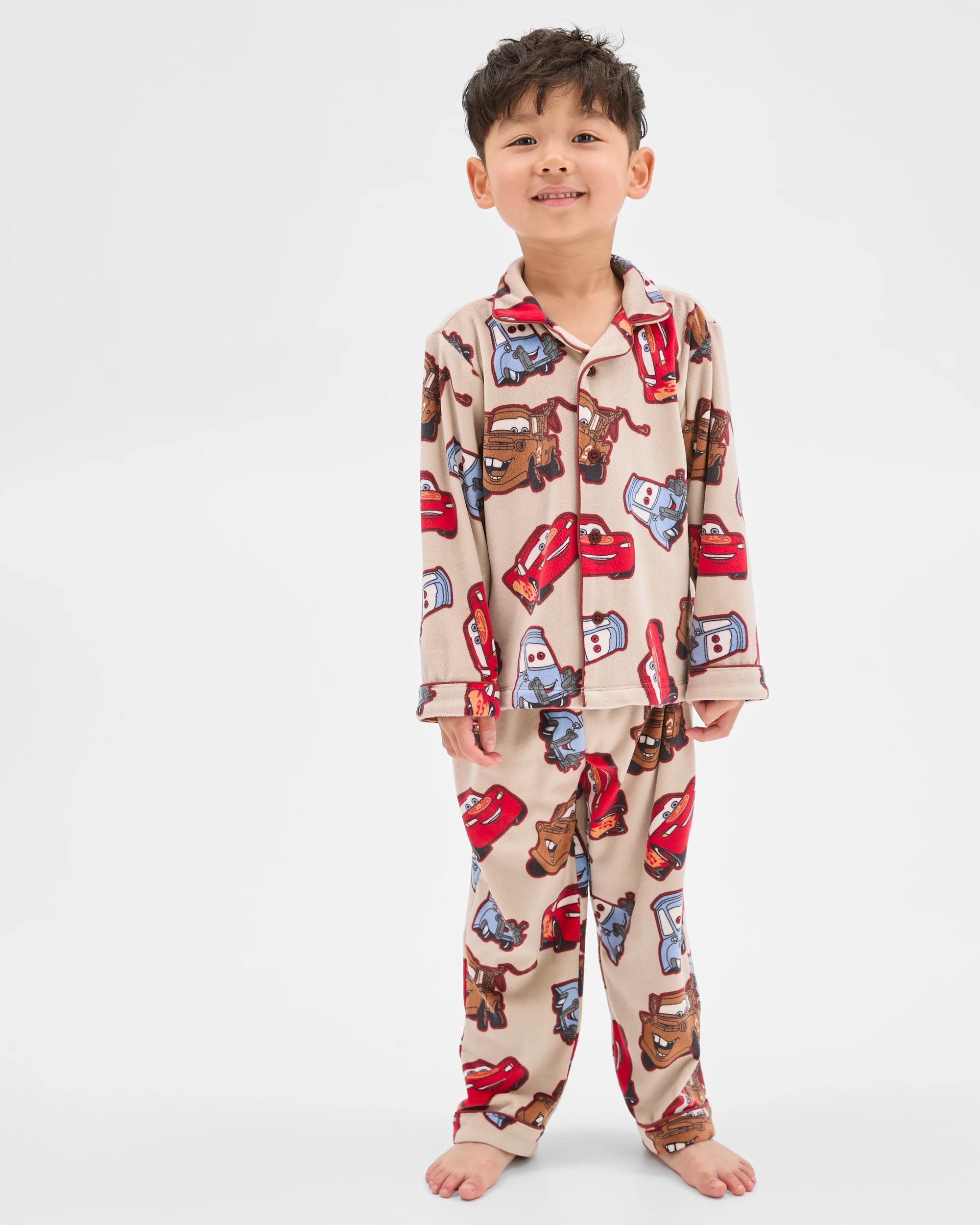 1 Disney Cars Younger Boys Button Through Fleece Pyjama Set CARS, 1 of 7