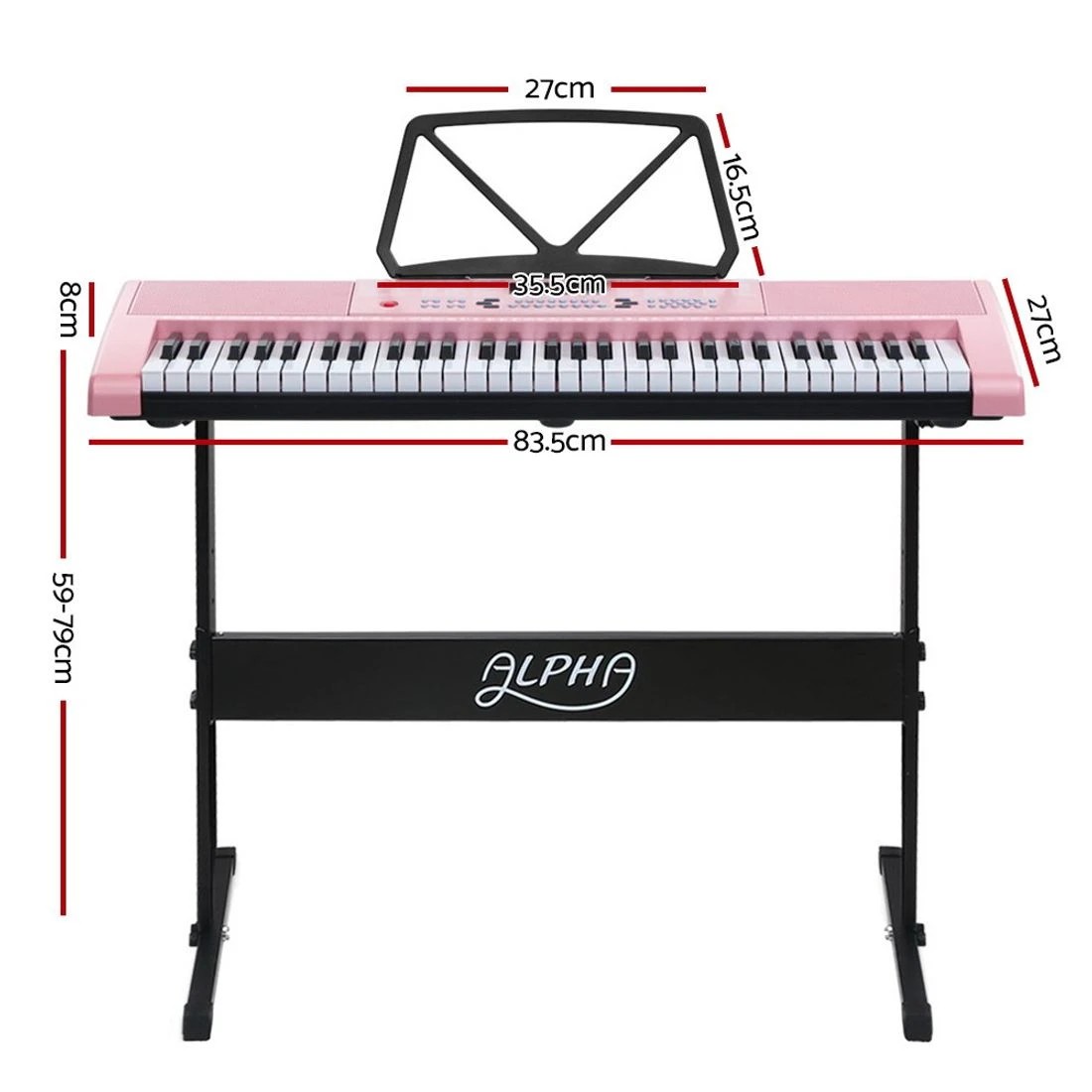 2 Alpha 61 Keys Electronic Piano Keyboard Digital Electric w/ Stand Lighted - Pink, 2 of 5