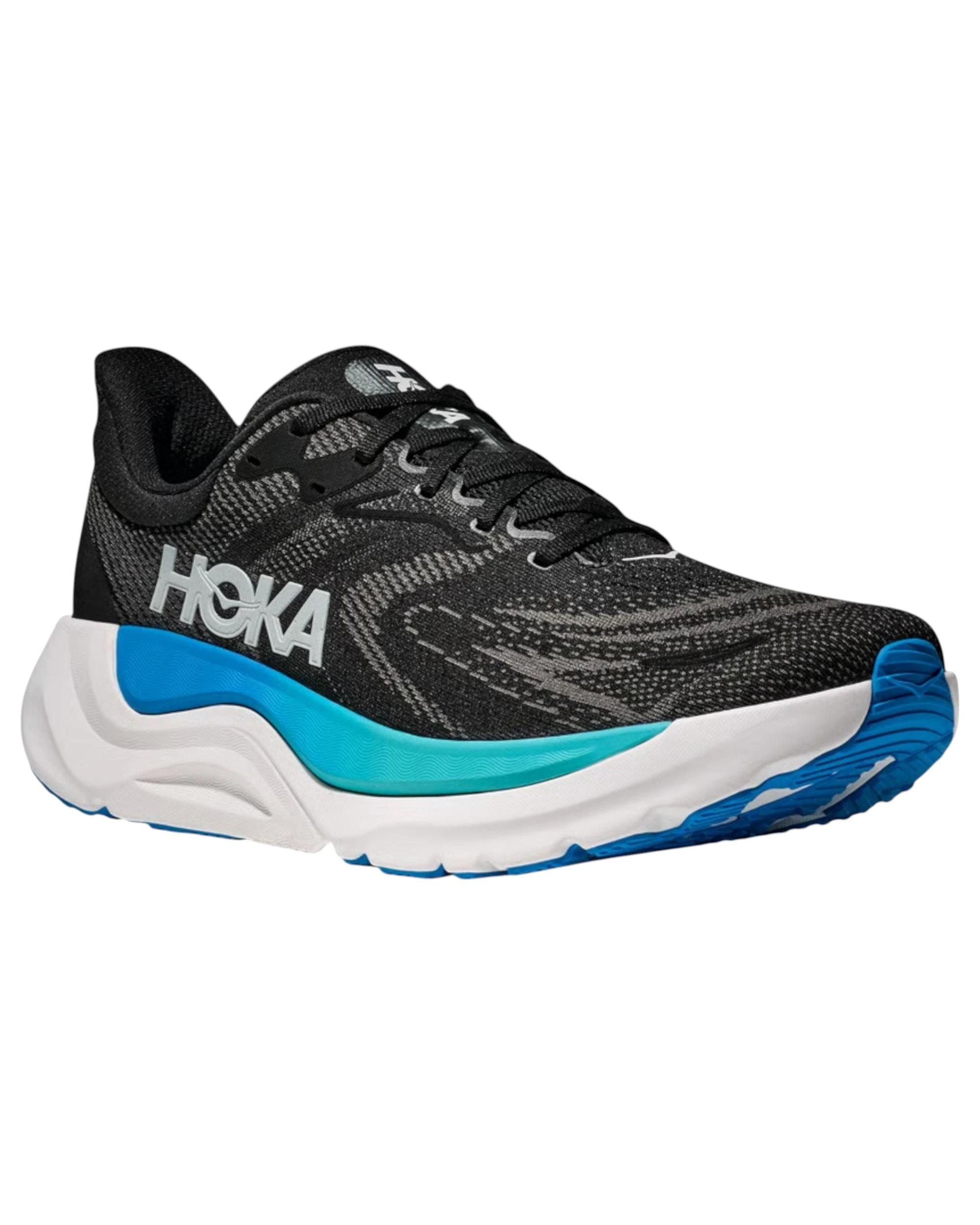 5 Hoka Mens Arahi 8 Athletic Running Shoes BLACK/SKYWARD BLUE, 5 of 8