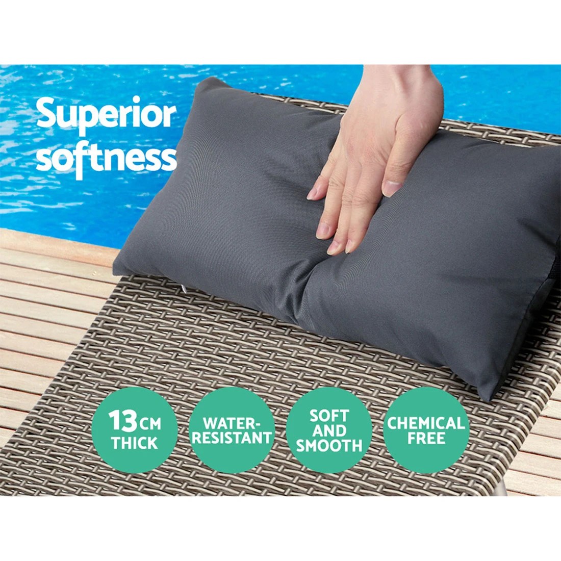 5 Gardeon 2x Sun Lounge Wicker Lounger Outdoor Furniture Beach Armchair - Grey, 5 of 7