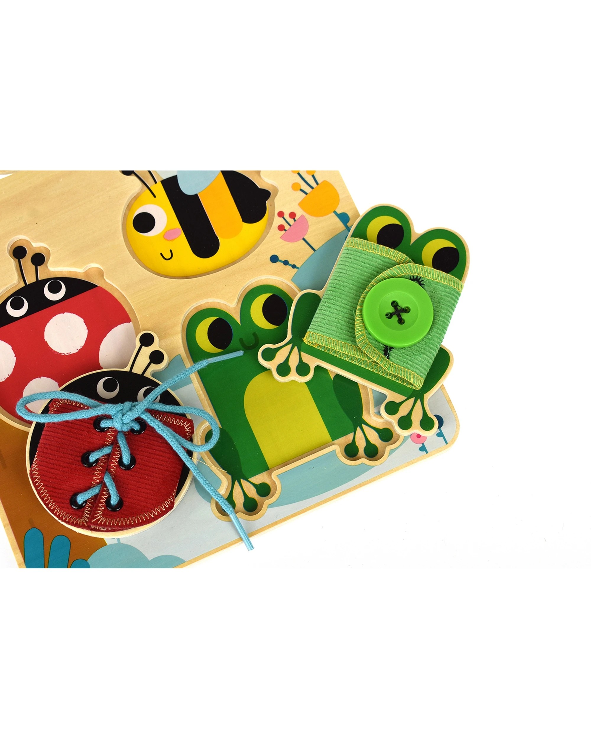 5 Tooky Toy Basic Skills Lacing Kids Children Buttons Wooden Puzzle Board - Multi, 5 of 7