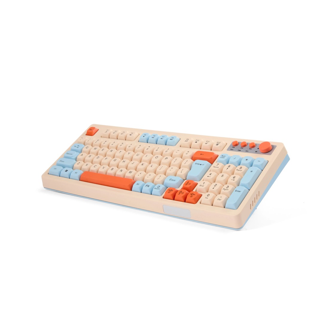 2 Membrane Wired Keyboard - Beige, Blue and Orange, 2 of 8