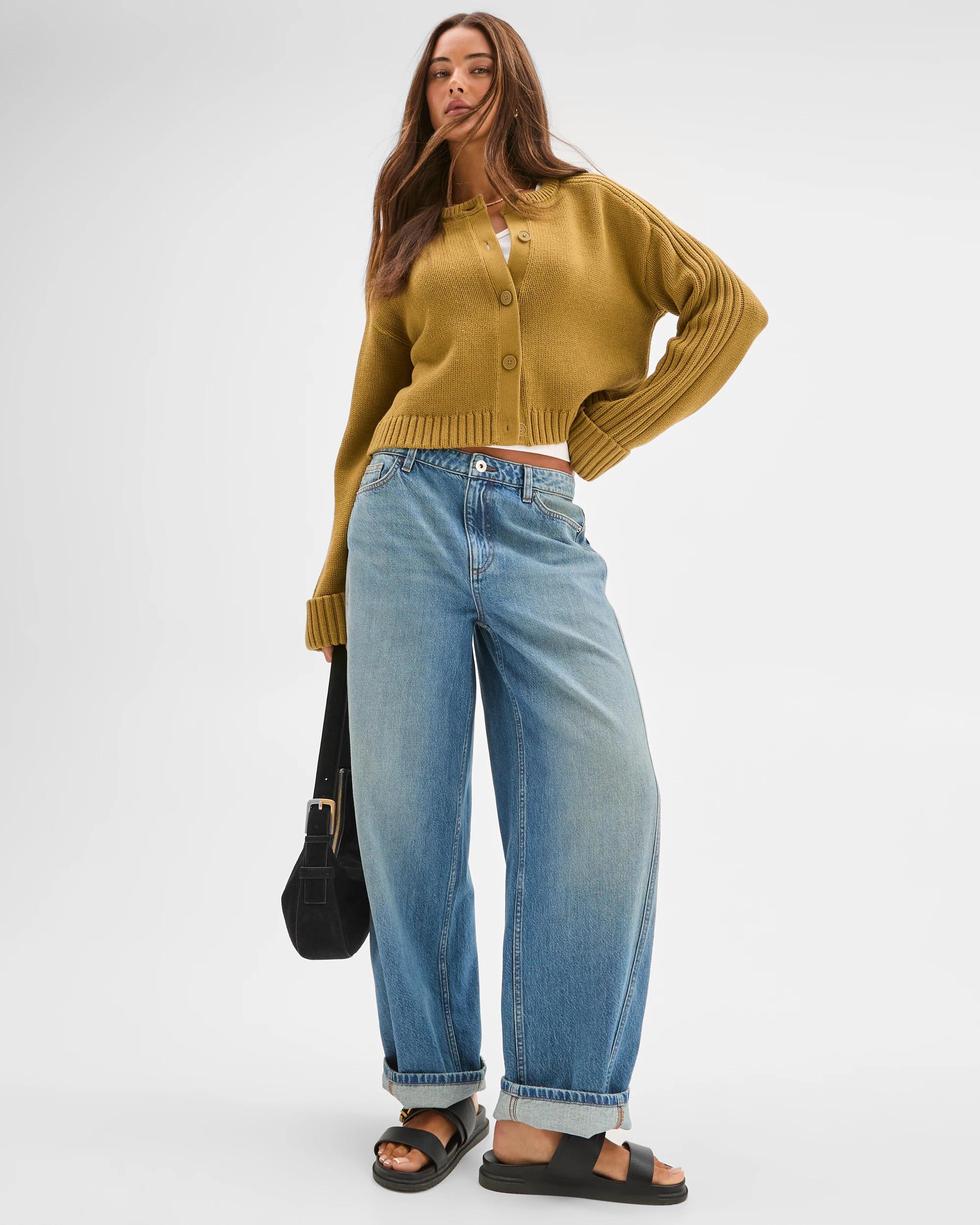 1 Lily Loves Australian Cotton Blend Knit Cardigan DARK OLIVE, 1 of 7