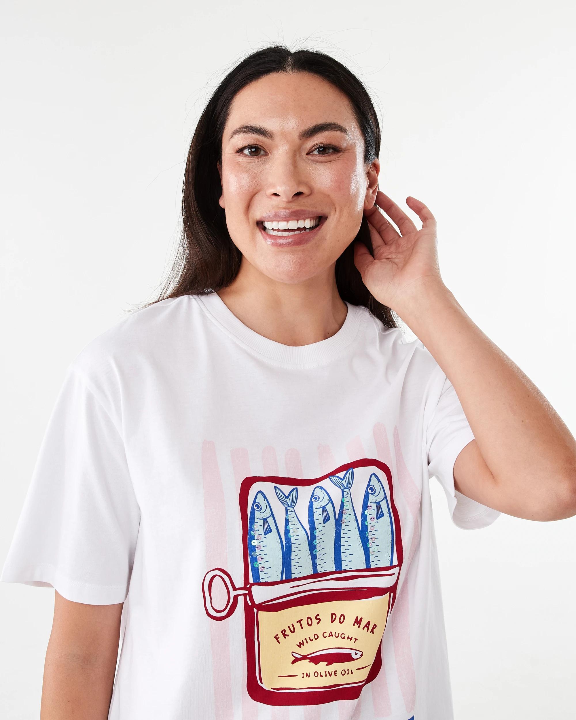 4 Short Sleeve Oversized Boyfriend T-shirt Sardines, 4 of 5