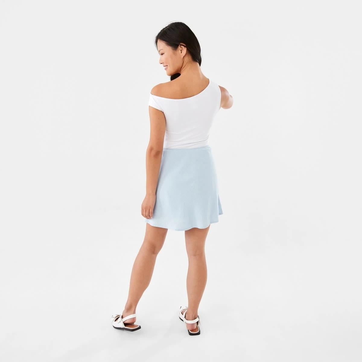 4 Linen Blend Mini Skirt Blu Skyway, 4 of 6