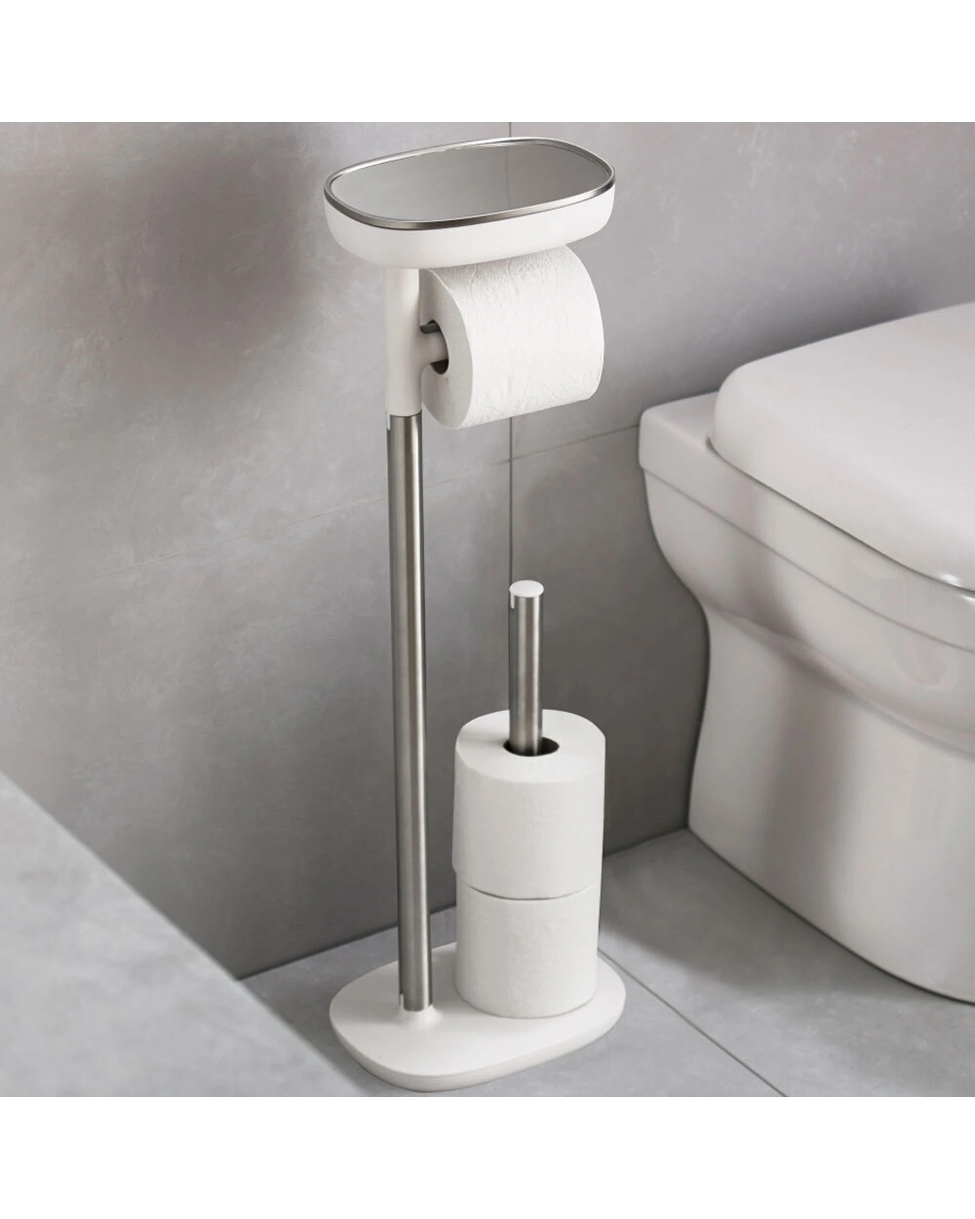 4 Joseph Joseph Easy-Store Toilet Paper Stand Steel Dual-Purpose - Silver, 4 of 7
