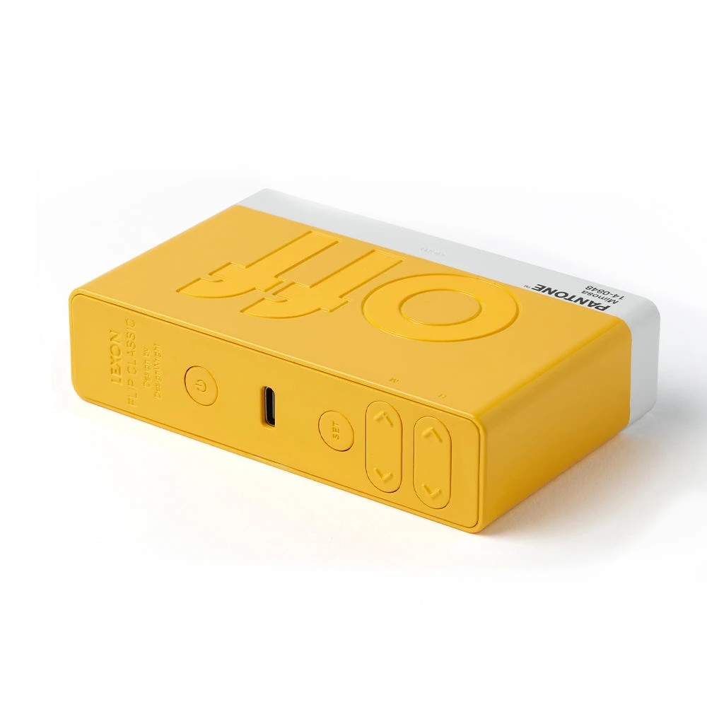 5 Lexon Flip Classic Reversible Alarm Clock PANTONE - Yellow - Yellow, 5 of 5