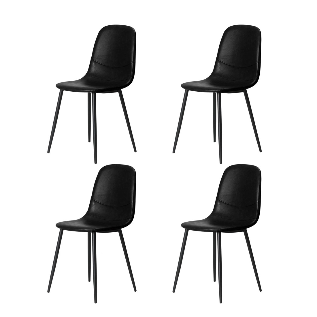 8 Oikiture 90cm Round Dining Table With 4x Dining Chairs Pu Leather
 - Black, 8 of 10