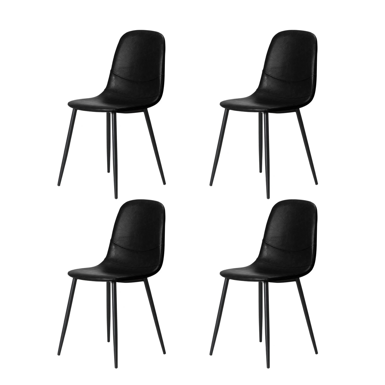 8 Oikiture 90cm Round Dining Table With 4x Dining Chairs Pu Leather
 - Black, 8 of 10