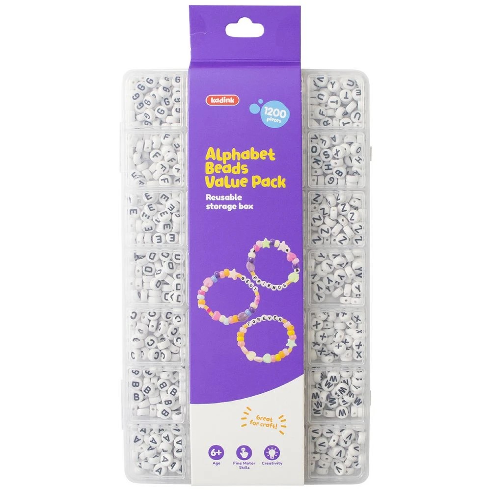 1 Kadink Plastic Alphabet Beads 1200 Pack, 1 of 2