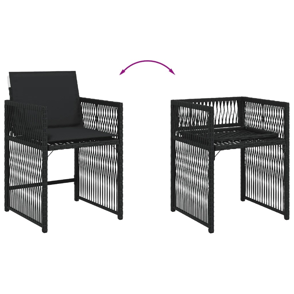 7 Vidaxl 9 Piece Garden Dining Set With Cushions Poly Rattan - Black, 7 of 10
