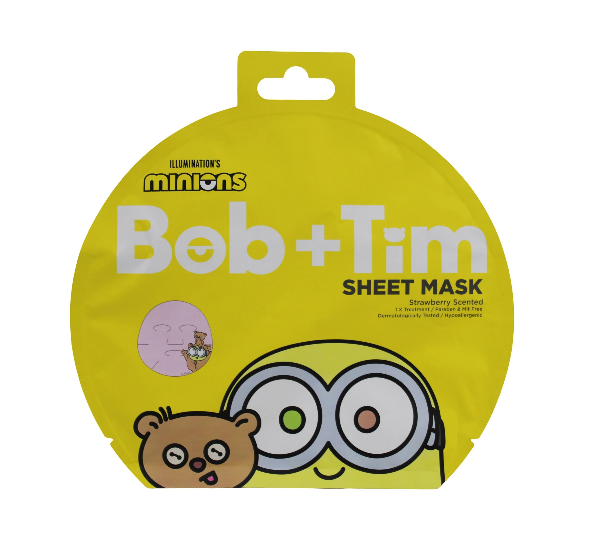 1 Illumination's Minions Bob & Tim Sheet Mask - Strawberry Scented, 1 of 2