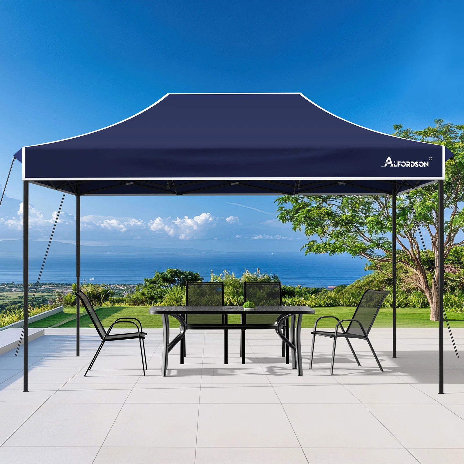 3 Alfordson Gazebo 4.5x3m Pop Up Marquee 600D Oxford Folding Camping Tent - Blue, 3 of 10