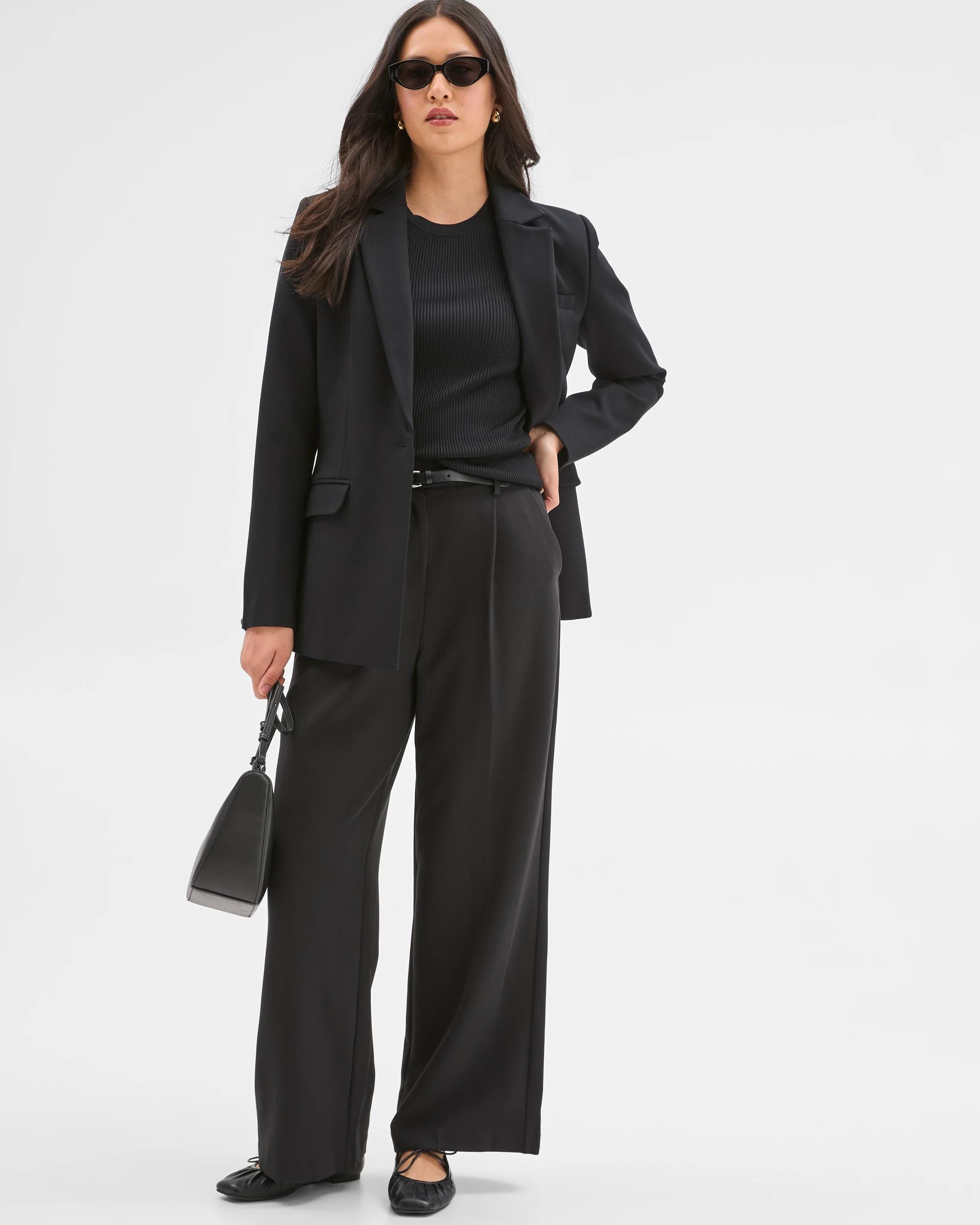 1 Preview Ponte Single Breasted Blazer BLACK, 1 of 6