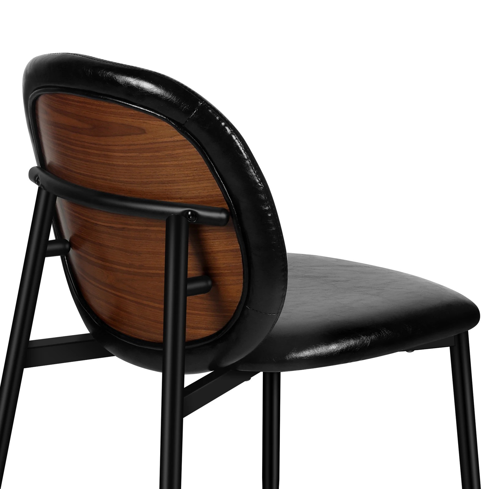 6 Alfordson 2x Dining Chairs Accent Kitchen Lounge Curved Back PU Leather - Black, 6 of 10