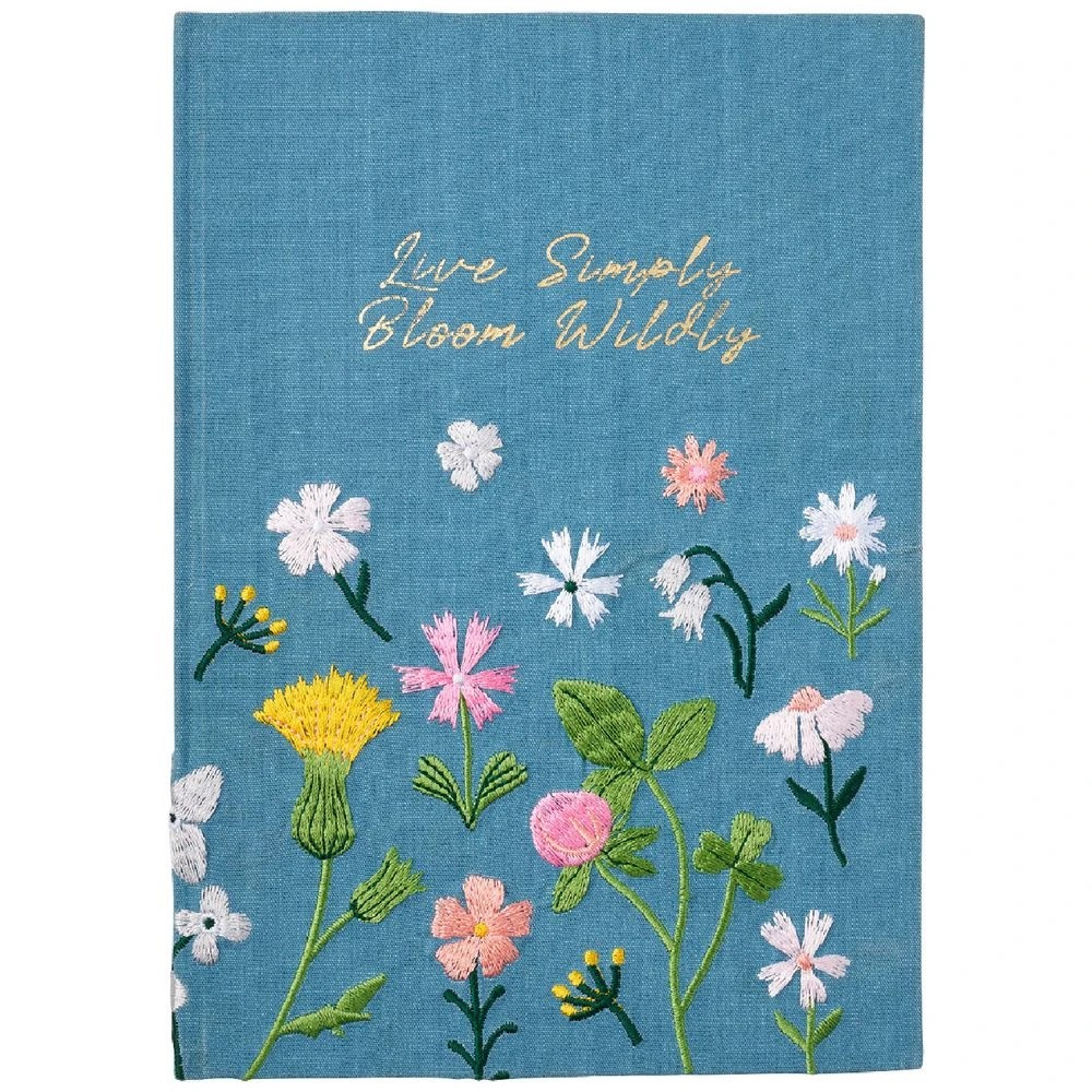 1 Otto A5 Embroided Notebook Teal 192 Pages, 1 of 5