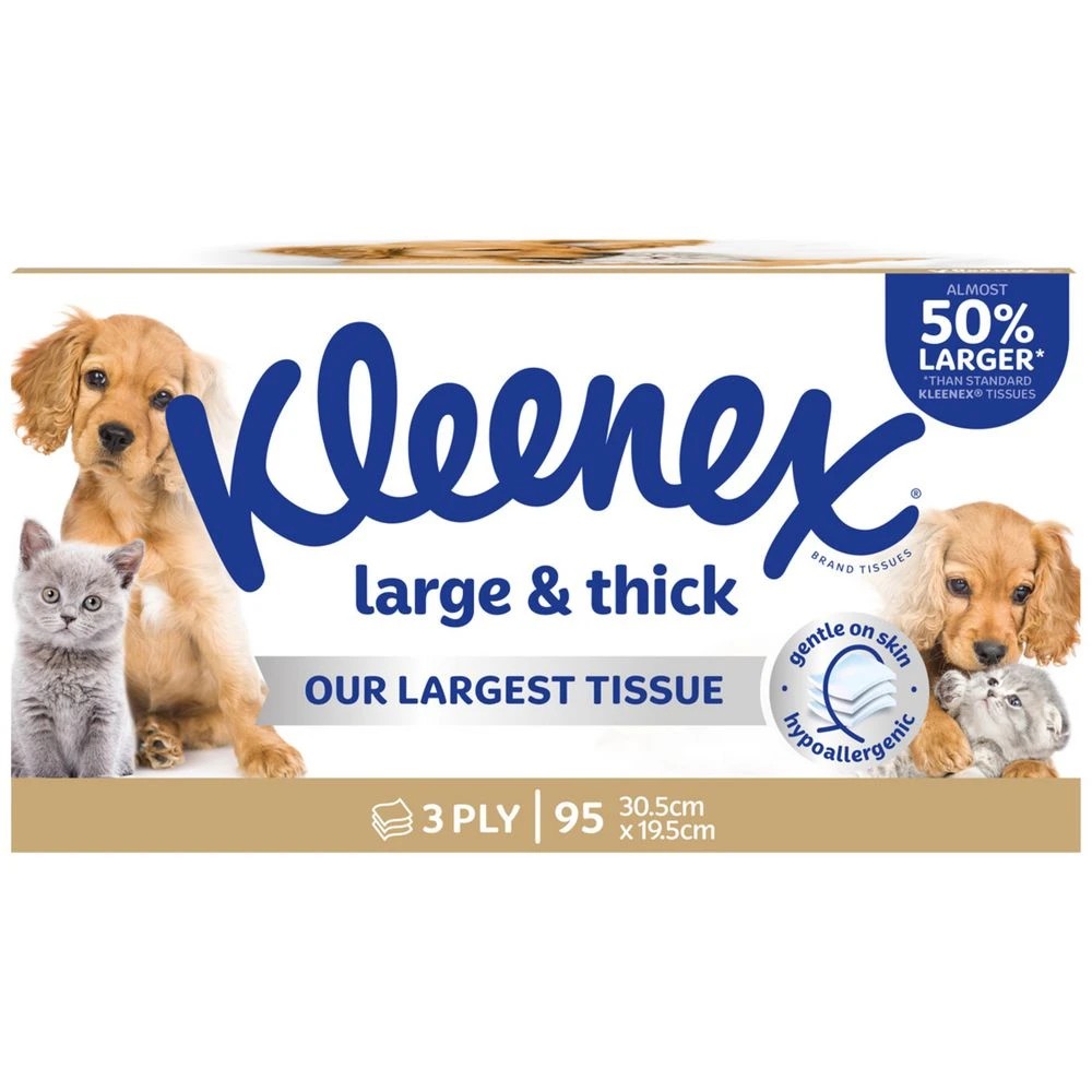 1 Kleenex Large & Thick 3 Ply Facial Tissues 95 Pack, 1 of 1
