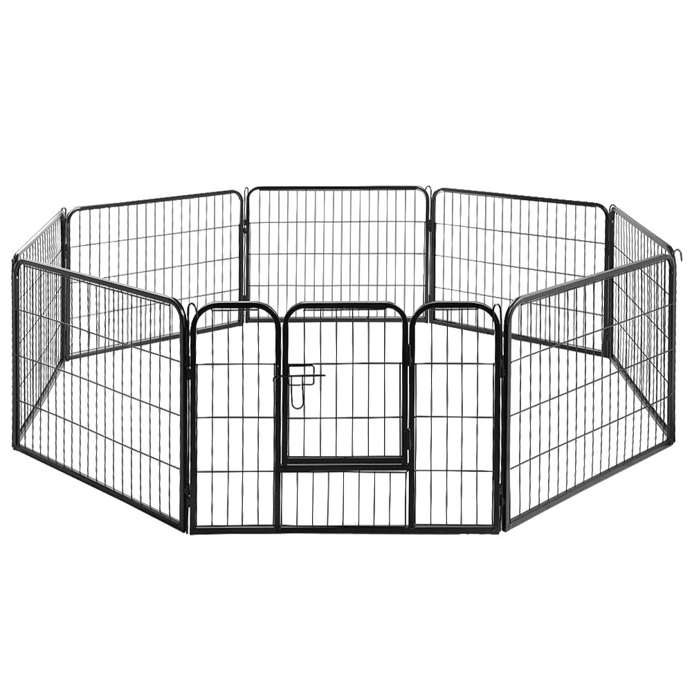 1 i.Pet 24" 8 Panel Dog Playpen Pet Exercise Cage Enclosure Fence Play Pen - Black, 1 of 6
