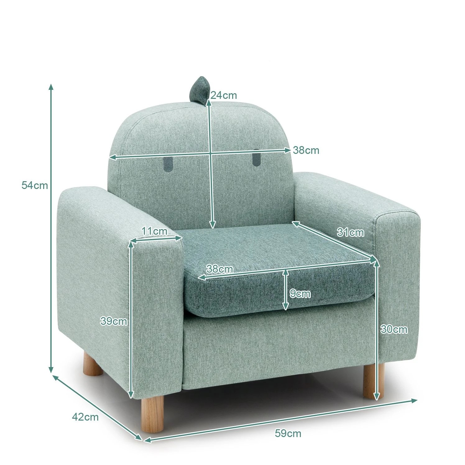1 Costway Kids Sofa Wooden Armrest Chair - Green, 1 of 2