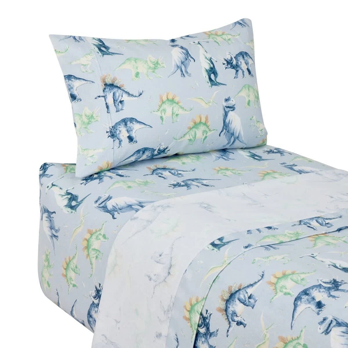 5 Dinosaur Cotton Flannelette Sheet Set - Single Bed, Green, 5 of 7