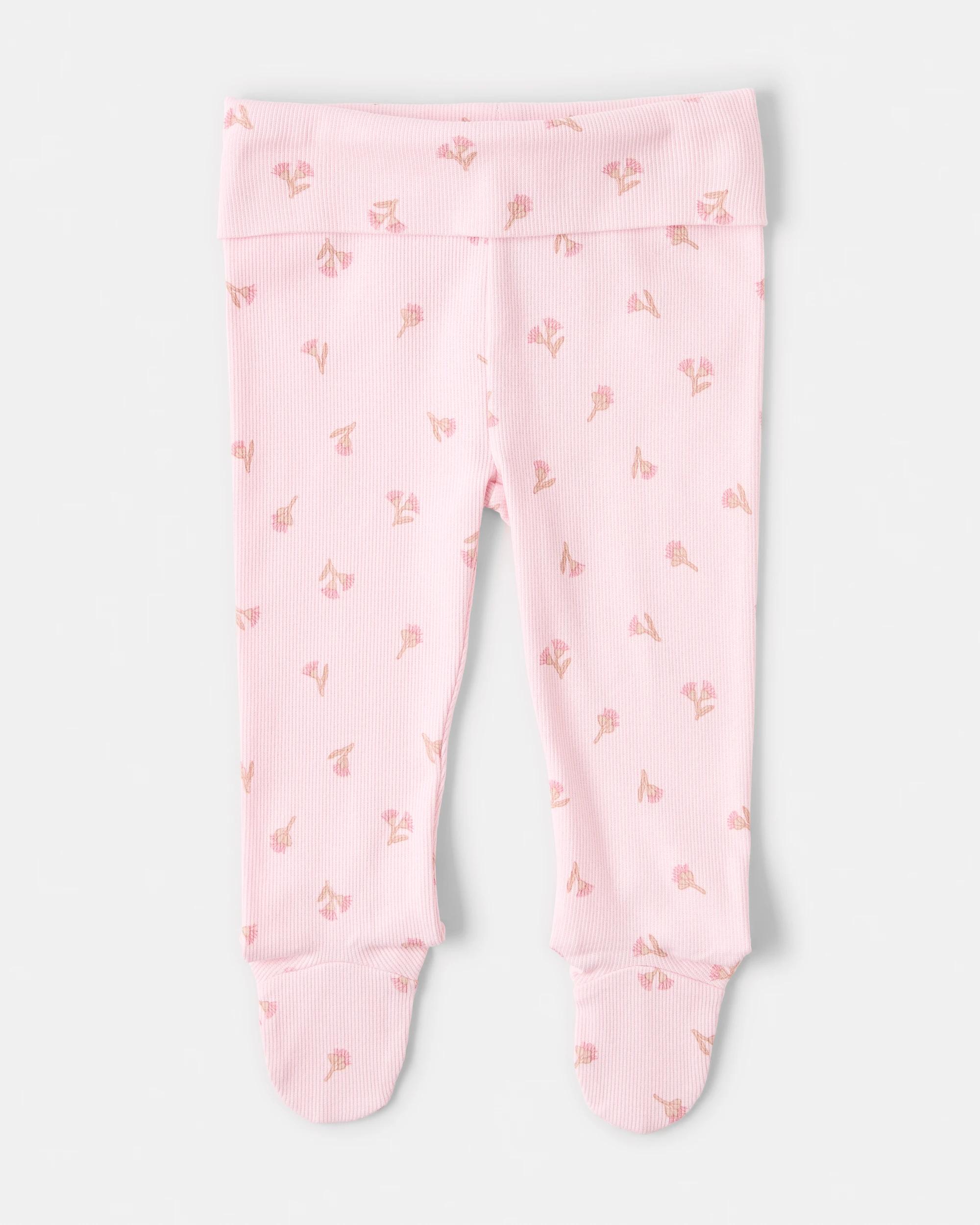 4 2 Piece Cotton Long Sleeve Newborn Set Pink Flrl, 4 of 6