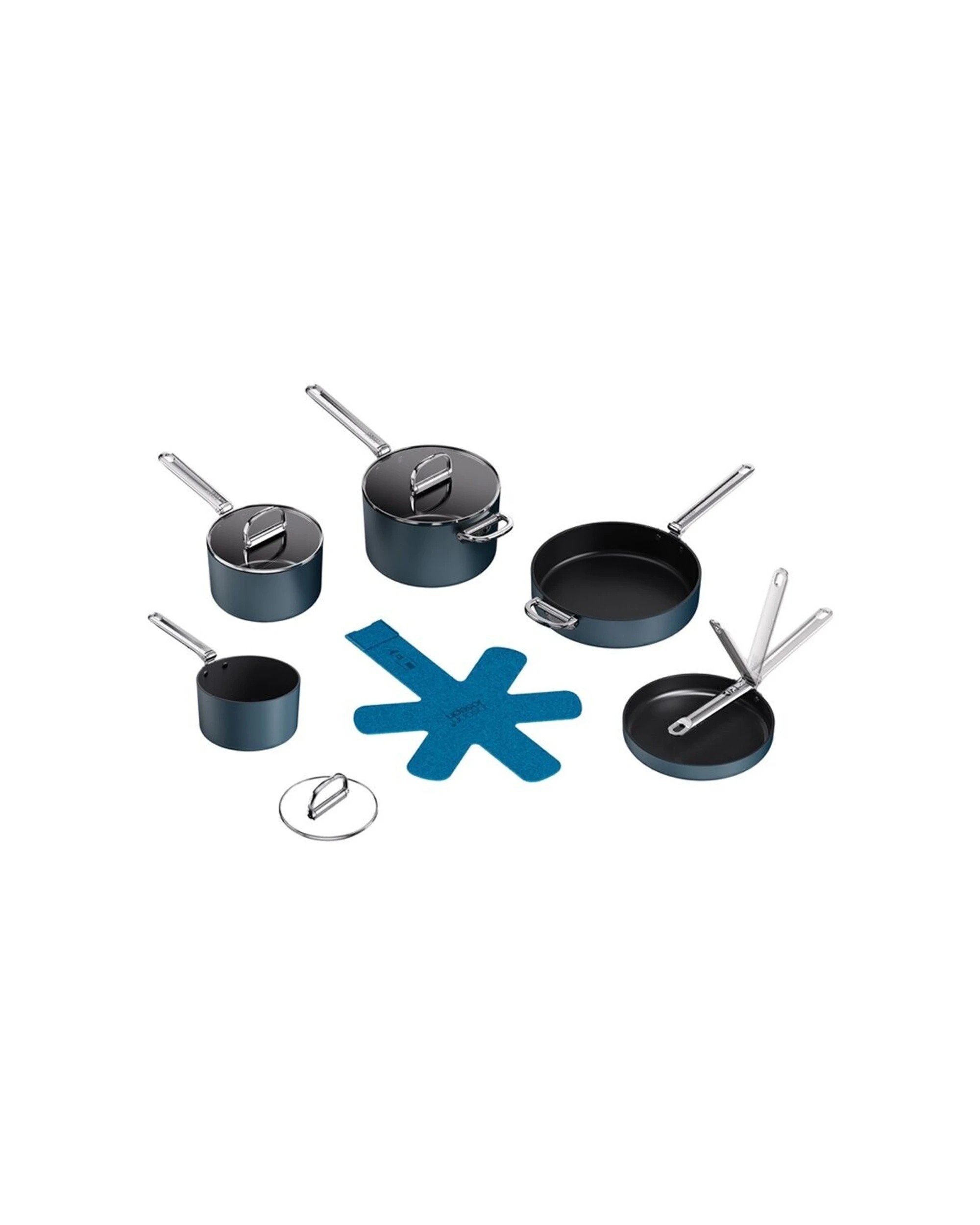 1 Joseph Joseph 5pc Non-Stick Induction Space Cookware Set With Foldable Handle - Blue, 1 of 7