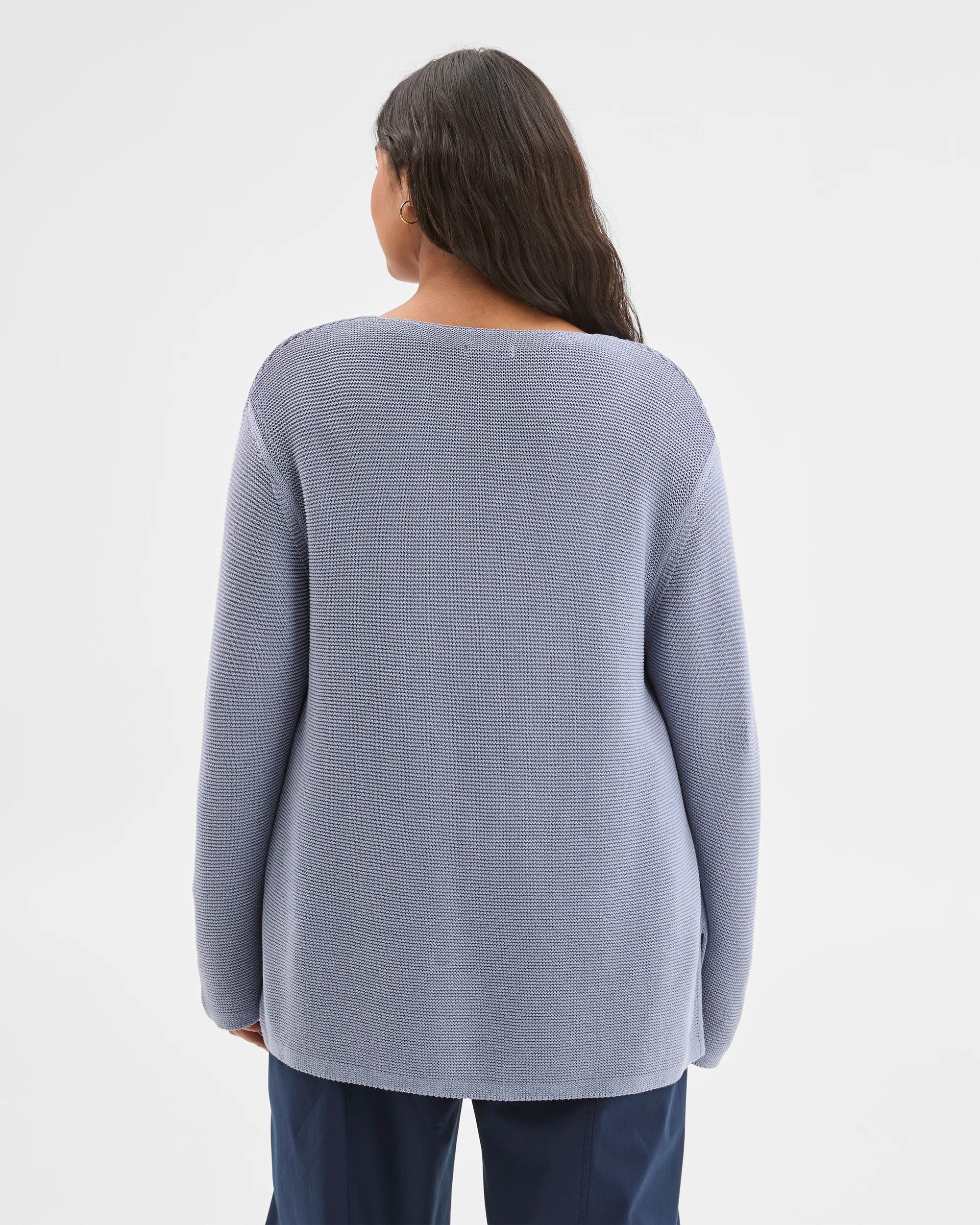 5 Target Curve Plus Size Australian Cotton Blend V-Neck Ottoman Twist Jumper DUSTY BLUE, 5 of 5