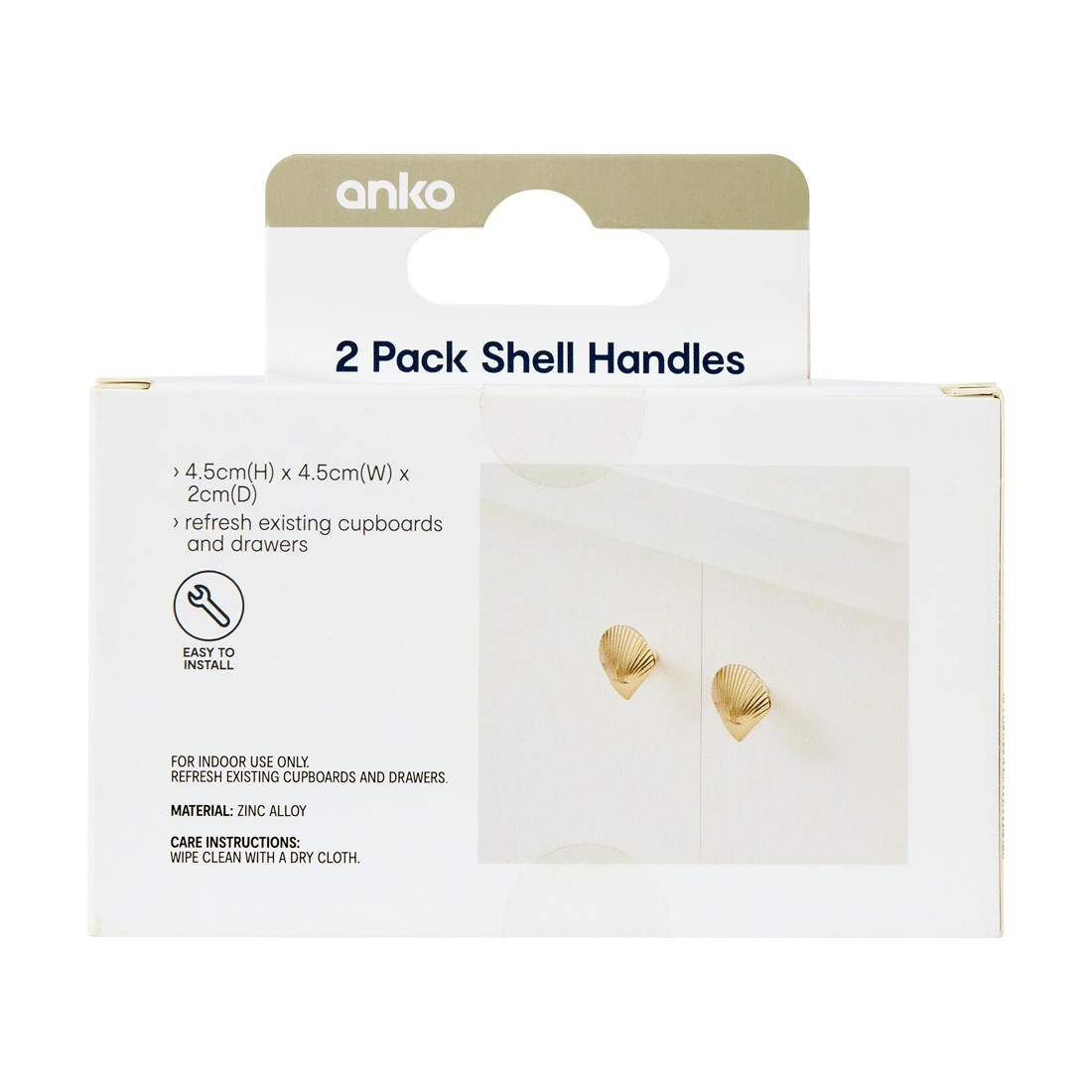 8 2 Pack Shell Handles - Gold Look, 8 of 8