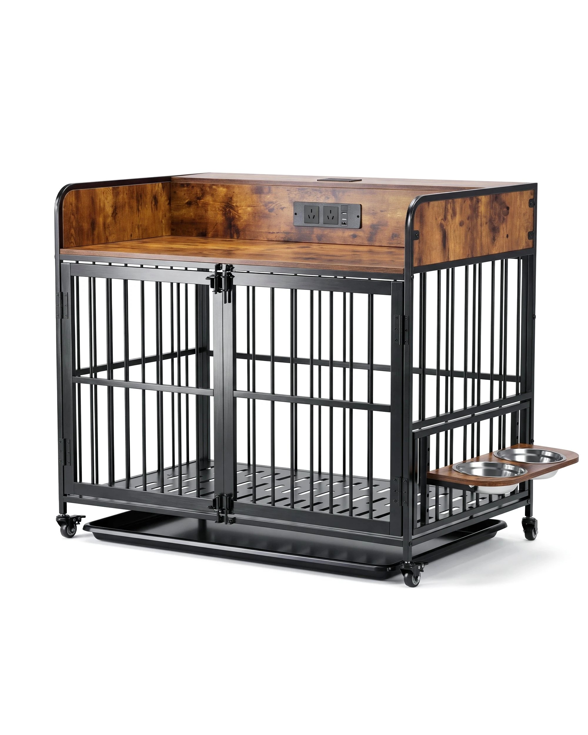 Advwin Wooden Dog Crate Furniture with Power Outlet Side Table - Kmart